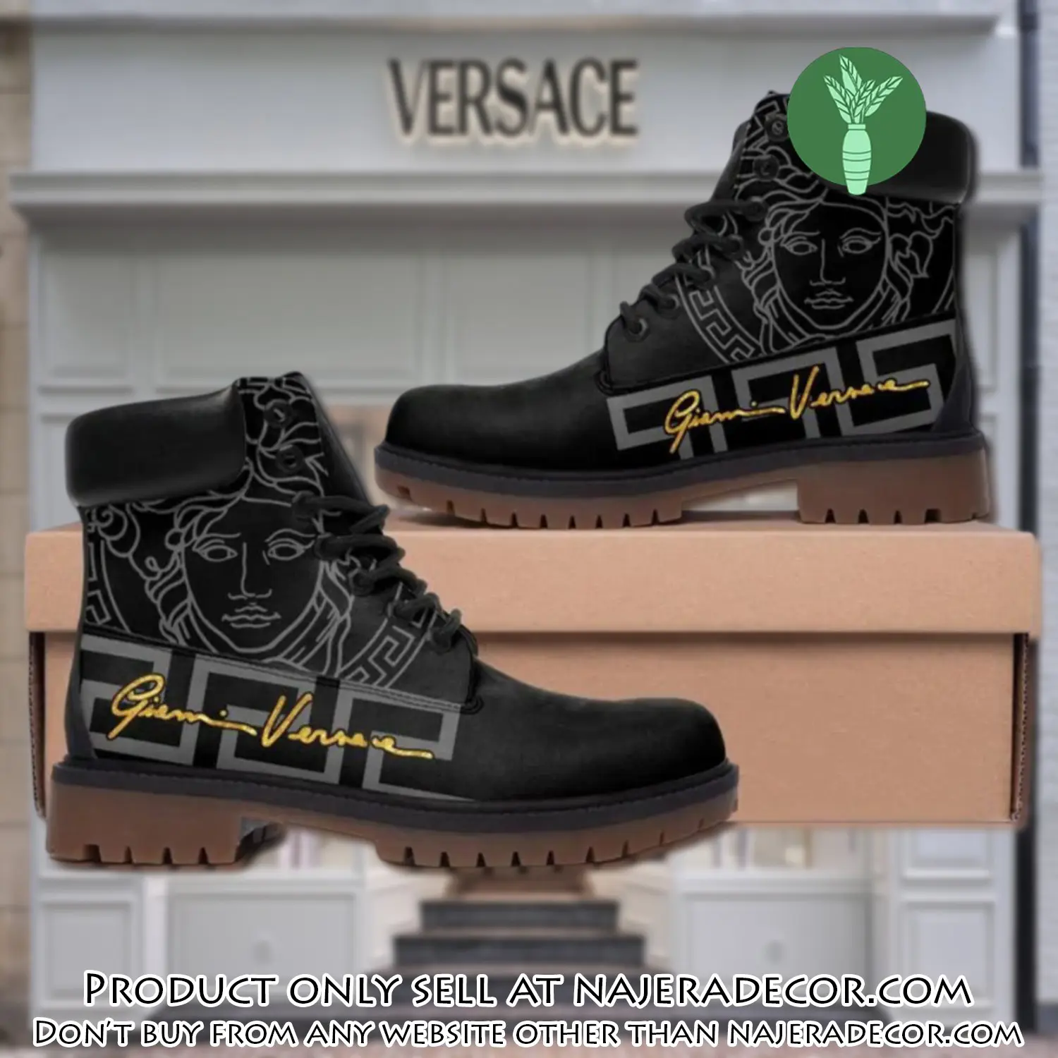 Gianni versace medusa pattern black luxury brand boots premium gifts for men women njr2056957